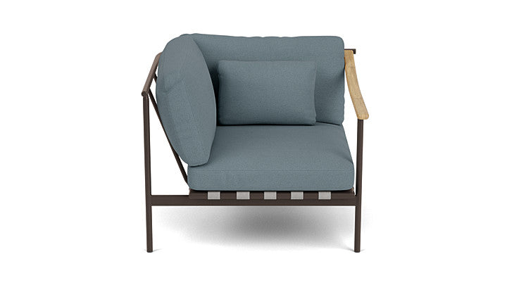 Barlow Tyrie Around Deep Seating Single Lounge Chair with Aluminium Left Arm and Teak Right Arm