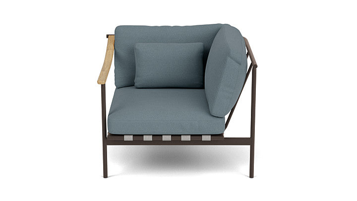 Barlow Tyrie Around Deep Seating Single Lounge Chair with Teak Left Arm and Aluminium Right Arm