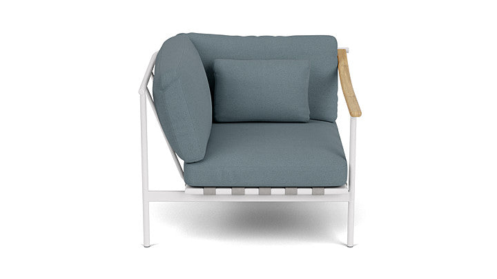 Barlow Tyrie Around Deep Seating Single Lounge Chair with Aluminium Left Arm and Teak Right Arm