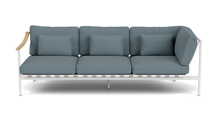 Barlow Tyrie Around Deep Seating Triple Lounge Sofa with Teak Left Arm and Aluminium Right Arm