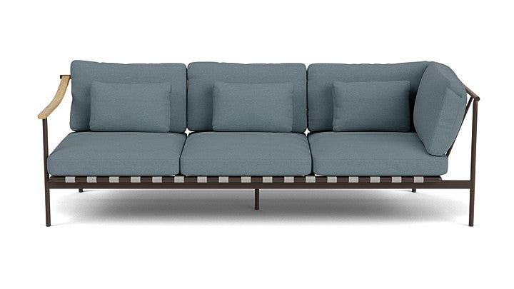 Barlow Tyrie Around Deep Seating Triple Lounge Sofa with Teak Left Arm and Aluminium Right Arm