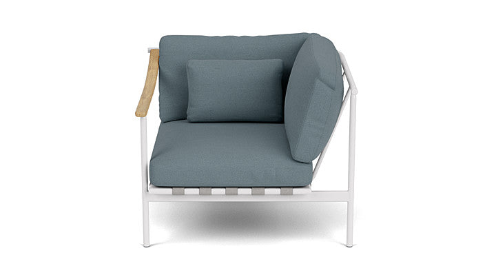 Barlow Tyrie Around Deep Seating Single Lounge Chair with Teak Left Arm and Aluminium Right Arm