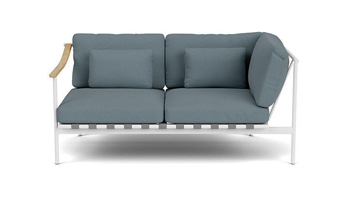 Barlow Tyrie Around Deep Seating Double Lounge Sofa with Teak Left Arm and Aluminium Right Arm