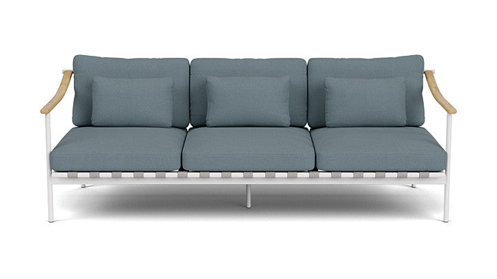 Barlow Tyrie Around Deep Seating Triple Lounge Sofa with Teak Arms