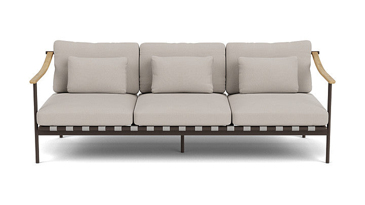 Barlow Tyrie Around Deep Seating Triple Lounge Sofa with Teak Arms