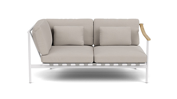 Barlow Tyrie Around Deep Seating Double Lounge Sofa with Aluminium Left Arm and Teak Right Arm