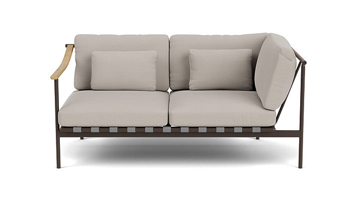 Barlow Tyrie Around Deep Seating Double Lounge Sofa with Teak Left Arm and Aluminium Right Arm