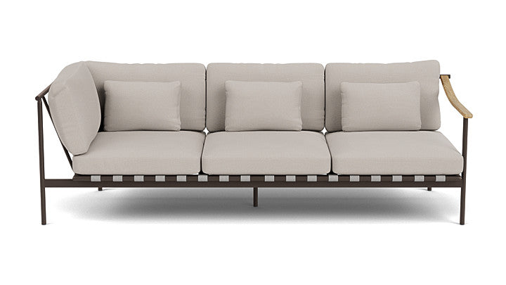 Barlow Tyrie Around Deep Seating Triple Lounge Sofa with Aluminium Left Arm and Teak Right Arm