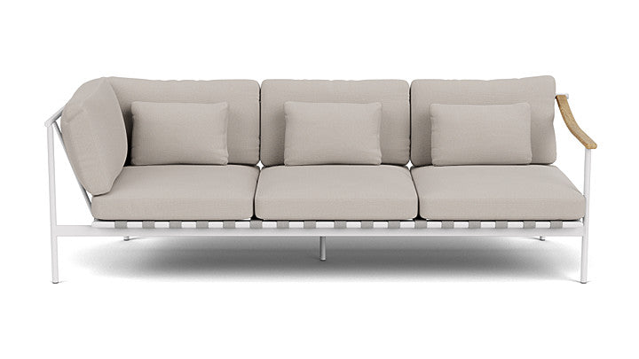 Barlow Tyrie Around Deep Seating Triple Lounge Sofa with Aluminium Left Arm and Teak Right Arm