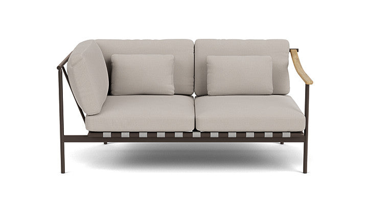 Barlow Tyrie Around Deep Seating Double Lounge Sofa with Aluminium Left Arm and Teak Right Arm