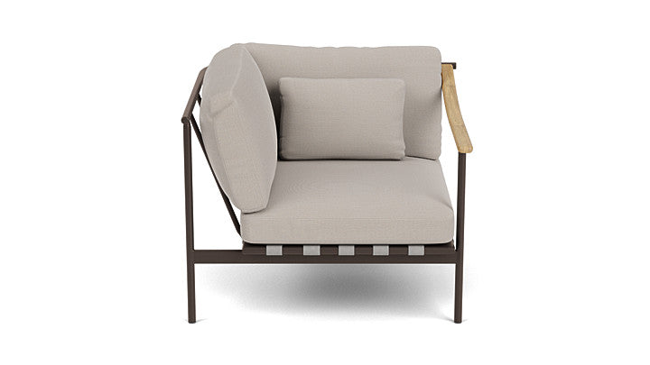 Barlow Tyrie Around Deep Seating Single Lounge Chair with Aluminium Left Arm and Teak Right Arm