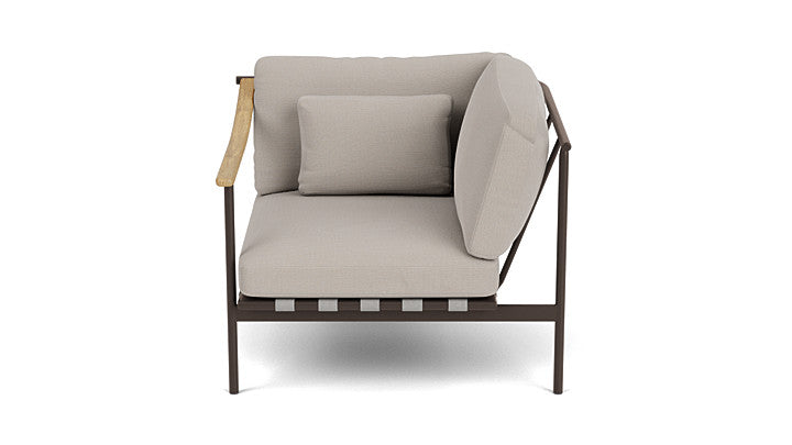 Barlow Tyrie Around Deep Seating Single Lounge Chair with Teak Left Arm and Aluminium Right Arm