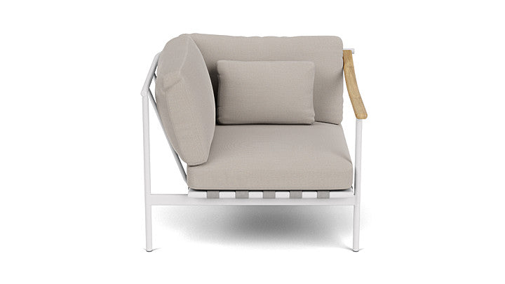 Barlow Tyrie Around Deep Seating Single Lounge Chair with Aluminium Left Arm and Teak Right Arm