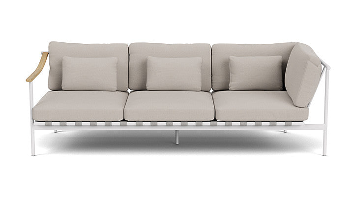 Barlow Tyrie Around Deep Seating Triple Lounge Sofa with Teak Left Arm and Aluminium Right Arm