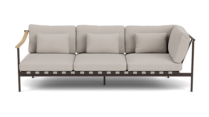 Barlow Tyrie Around Deep Seating Triple Lounge Sofa with Teak Left Arm and Aluminium Right Arm