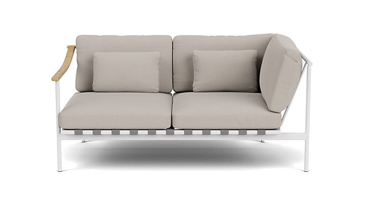 Barlow Tyrie Around Deep Seating Double Lounge Sofa with Teak Left Arm and Aluminium Right Arm