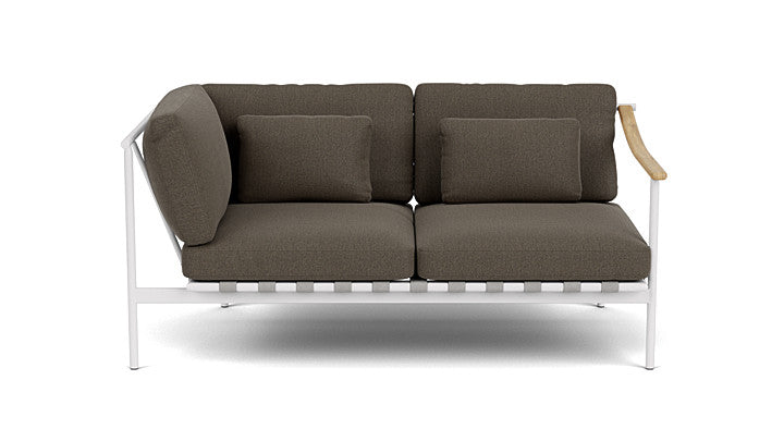 Barlow Tyrie Around Deep Seating Double Lounge Sofa with Aluminium Left Arm and Teak Right Arm