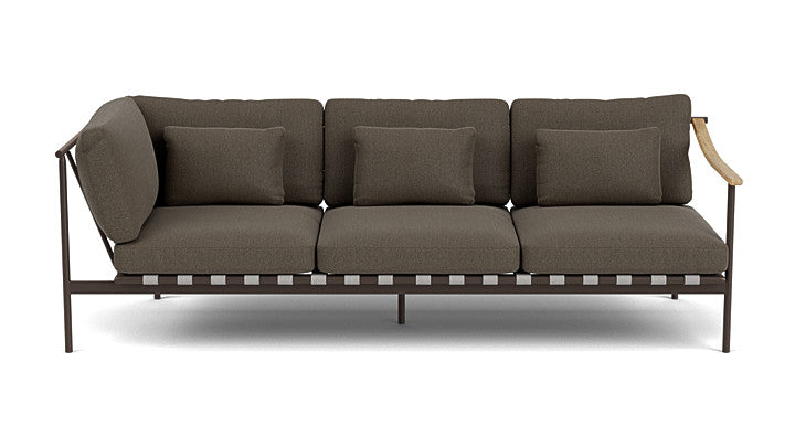 Barlow Tyrie Around Deep Seating Triple Lounge Sofa with Aluminium Left Arm and Teak Right Arm