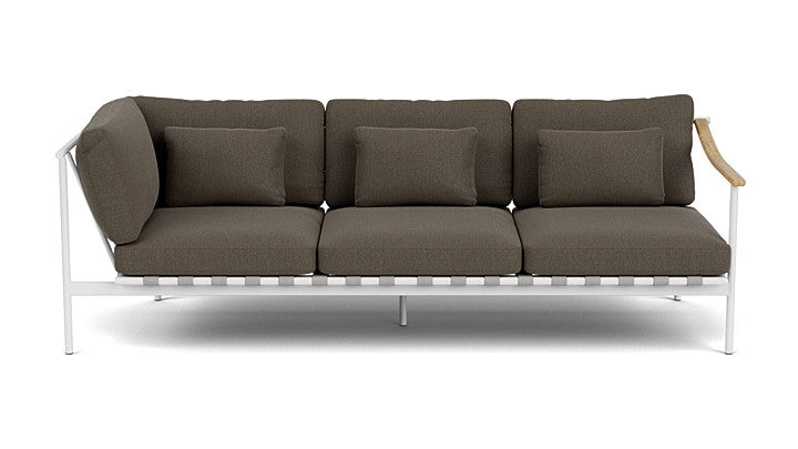 Barlow Tyrie Around Deep Seating Triple Lounge Sofa with Aluminium Left Arm and Teak Right Arm