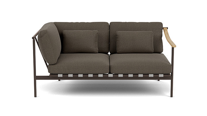 Barlow Tyrie Around Deep Seating Double Lounge Sofa with Aluminium Left Arm and Teak Right Arm