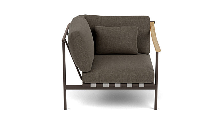 Barlow Tyrie Around Deep Seating Single Lounge Chair with Aluminium Left Arm and Teak Right Arm