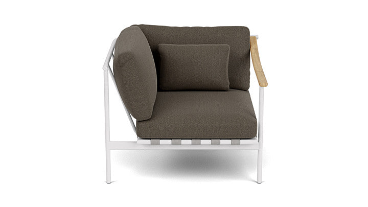 Barlow Tyrie Around Deep Seating Single Lounge Chair with Aluminium Left Arm and Teak Right Arm