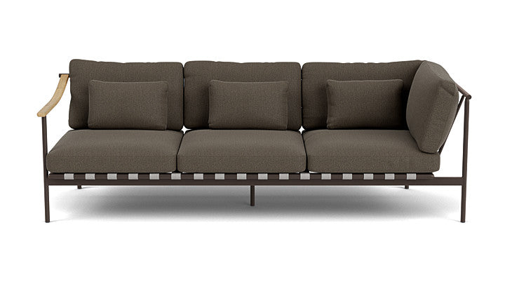 Barlow Tyrie Around Deep Seating Triple Lounge Sofa with Teak Left Arm and Aluminium Right Arm