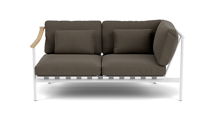 Barlow Tyrie Around Deep Seating Double Lounge Sofa with Teak Left Arm and Aluminium Right Arm