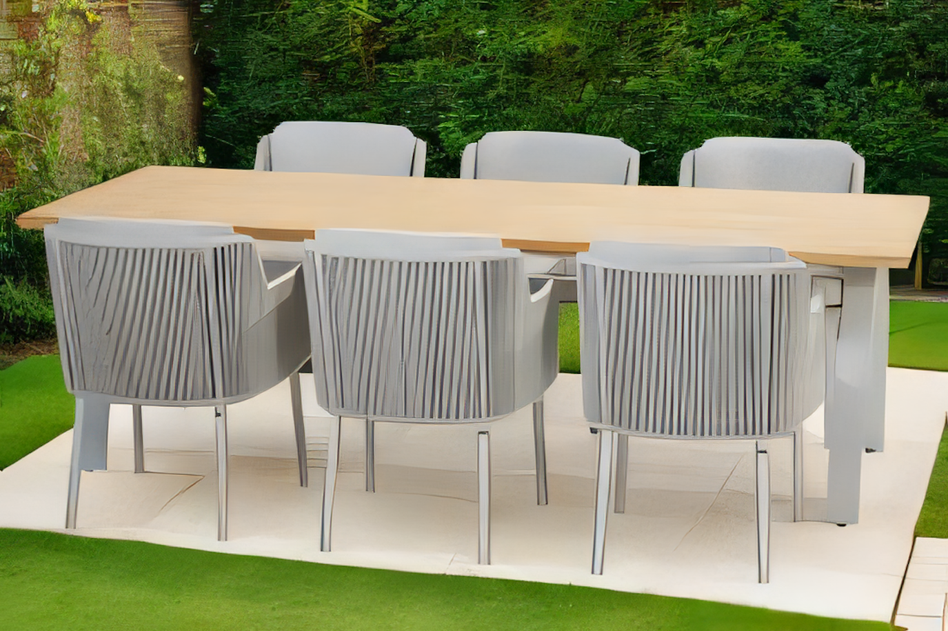 4 Seasons Outdoor Ambassador 240cm Dining Table With Natural Teak Top And Frost Grey Legs