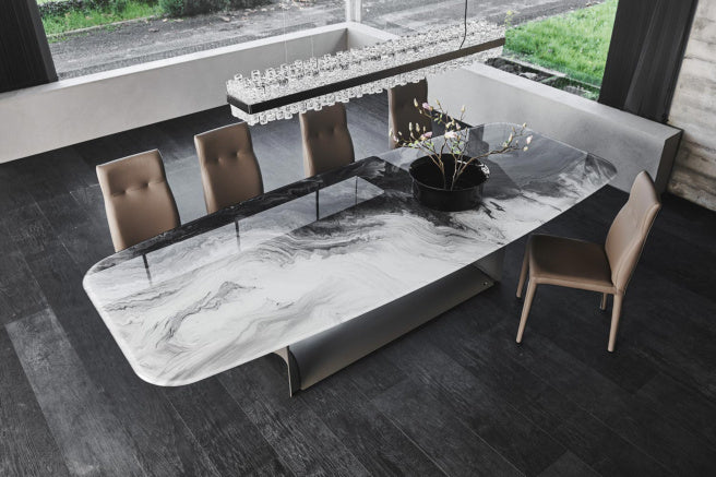 Cattelan Italia Dragon Crystalart Rectangular & Barrel-Shaped Dining Table