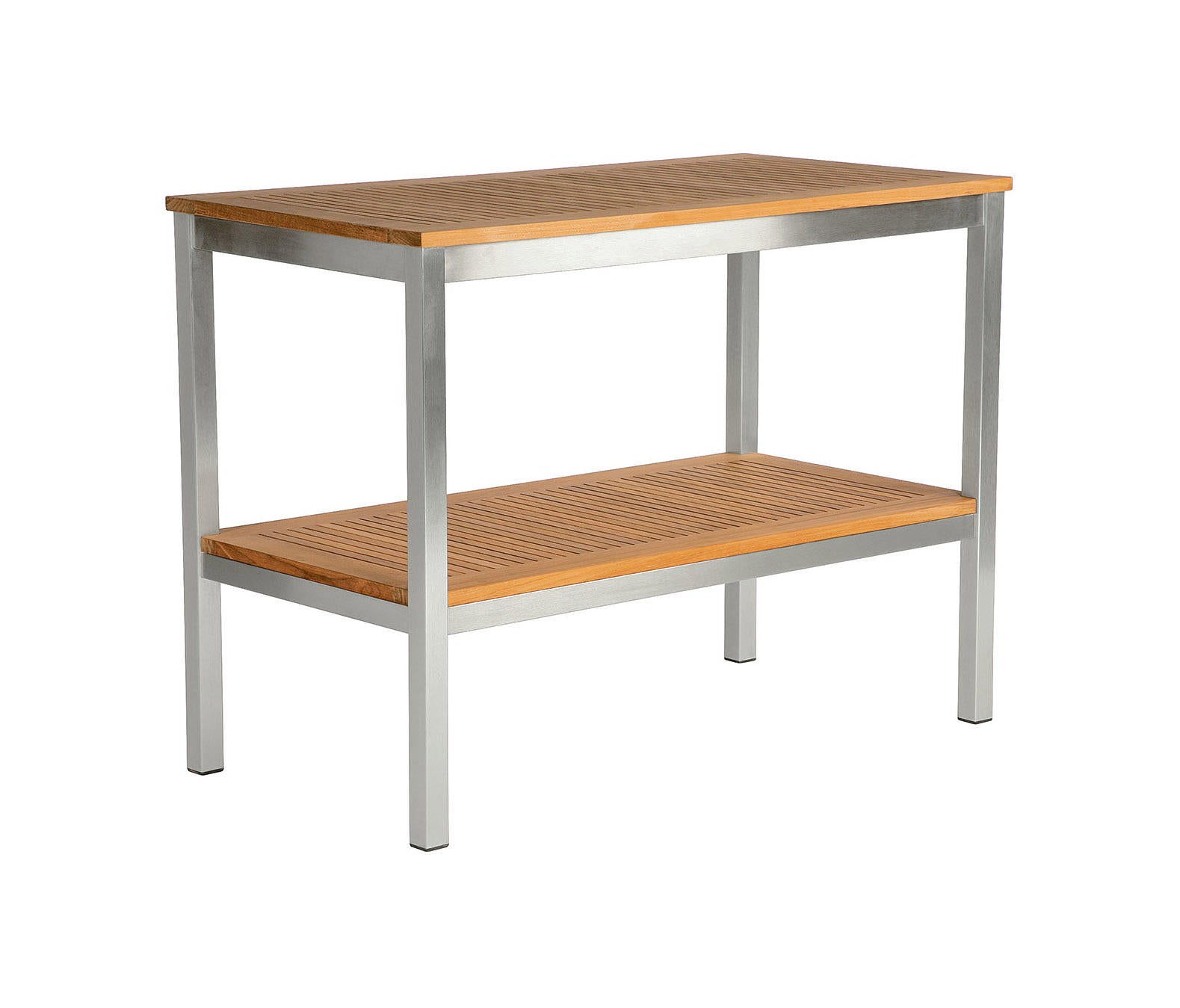 Equinox Dining Serving Table Rectangular With Teak Top And Shelf