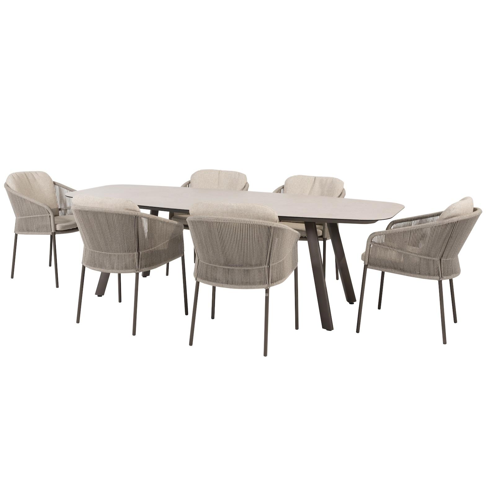 4 Seasons Outdoor Florence 6 Seat - Manolo 240cm Barrel Ceramic Dining Table