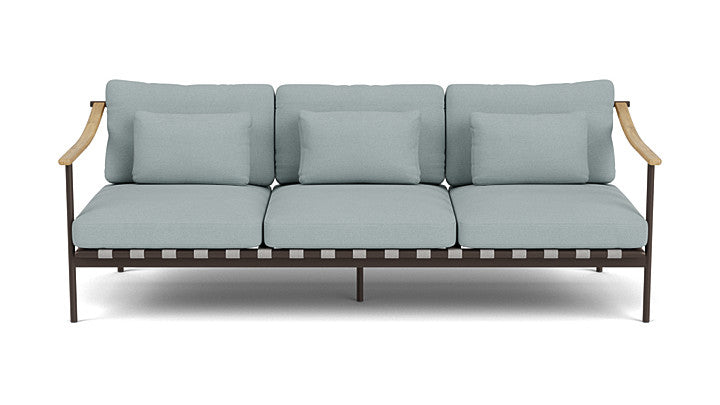 Barlow Tyrie Around Deep Seating Triple Lounge Sofa with Teak Arms