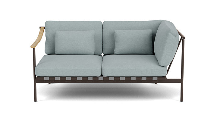 Barlow Tyrie Around Deep Seating Double Lounge Sofa with Teak Left Arm and Aluminium Right Arm