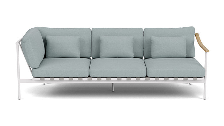 Barlow Tyrie Around Deep Seating Triple Lounge Sofa with Aluminium Left Arm and Teak Right Arm