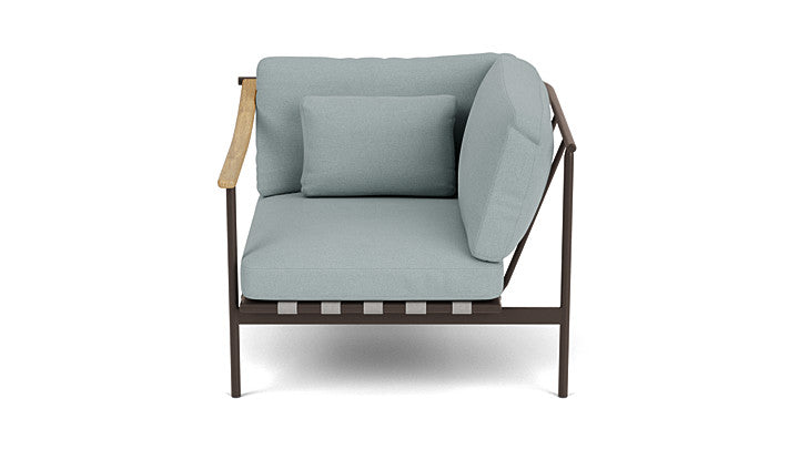 Barlow Tyrie Around Deep Seating Single Lounge Chair with Teak Left Arm and Aluminium Right Arm