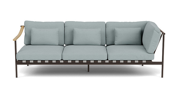 Barlow Tyrie Around Deep Seating Triple Lounge Sofa with Teak Left Arm and Aluminium Right Arm