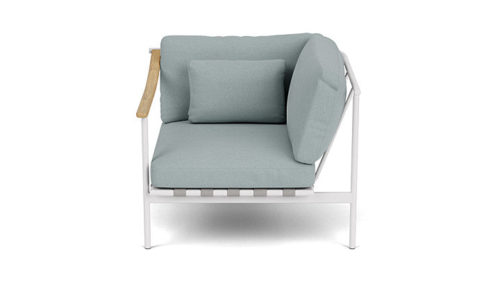 Barlow Tyrie Around Deep Seating Single Lounge Chair with Teak Left Arm and Aluminium Right Arm