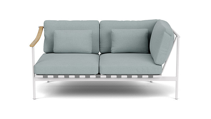 Barlow Tyrie Around Deep Seating Double Lounge Sofa with Teak Left Arm and Aluminium Right Arm