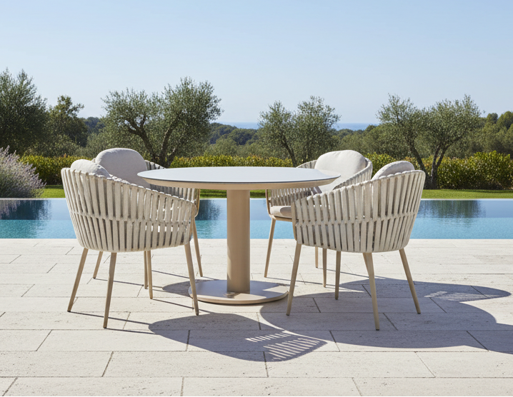 4 Seasons Outdoor Eva 4 Seat with Sarah 120cm Ceramic Dining Table