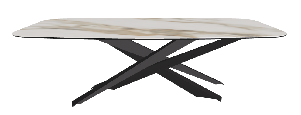 240x120x74.5h Barrel Shaped_Glossy Borghini Calacatta_Black Embossed