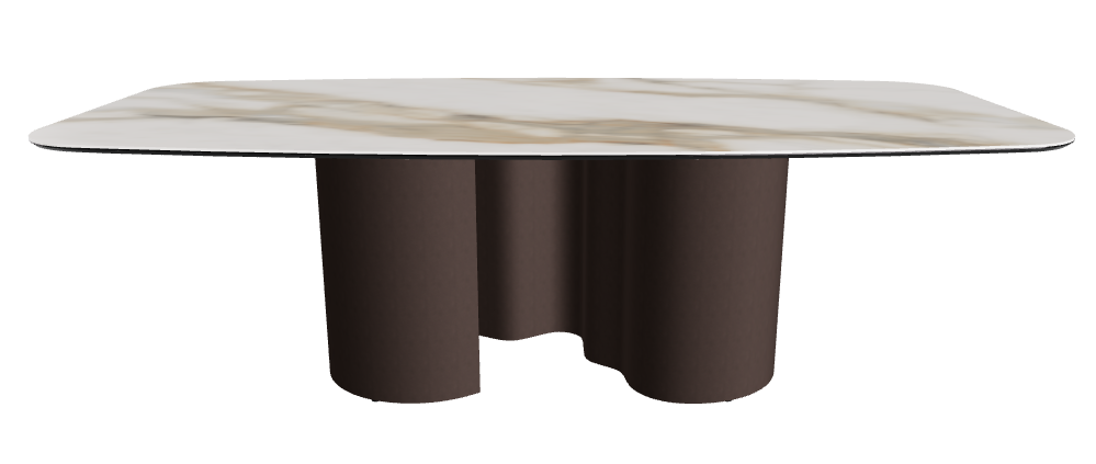 240x120x74h Barrel Shaped_Glossy Borghini Calacatta_Bronze Embossed