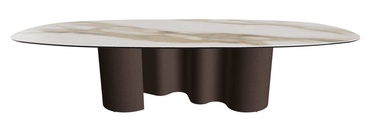 300x150x74h Biscuit Shaped_Glossy Borghini Calacatta_Bronze Embossed