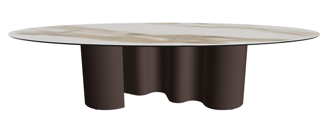 300x150x74h Oval Shaped_Glossy Borghini Calacatta_Bronze Embossed