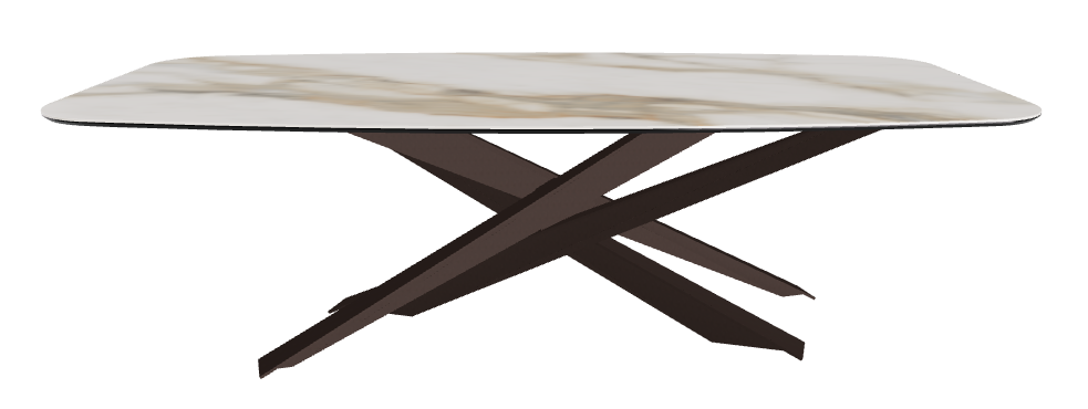 240x120x74.5h Barrel Shaped_Glossy Borghini Calacatta_Bronze Embossed