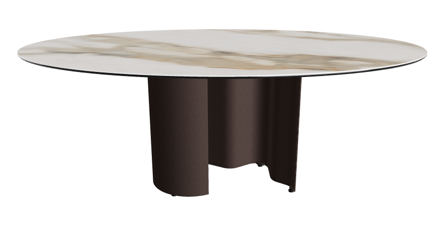 200x120x74h Oval Shaped_Glossy Borghini Calacatta_Bronze Embossed