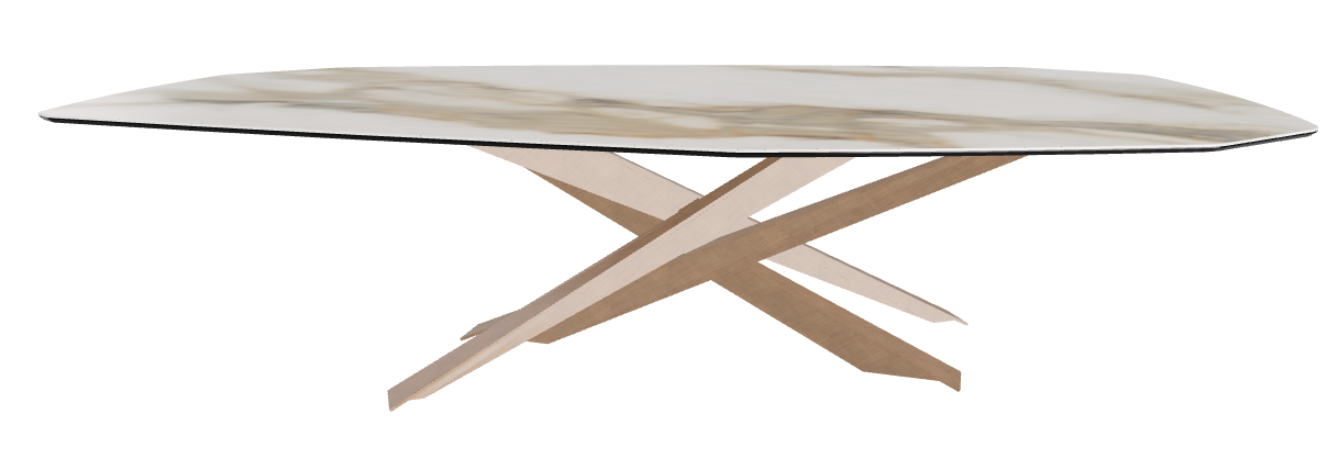 300x130x74.5h Polygon Shaped_Glossy Borghini Calacatta_Brushed Bronze