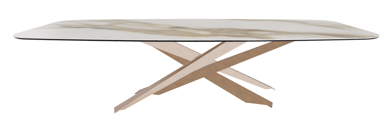 300x120x74.5h Barrel Shaped_Glossy Borghini Calacatta_Brushed Bronze