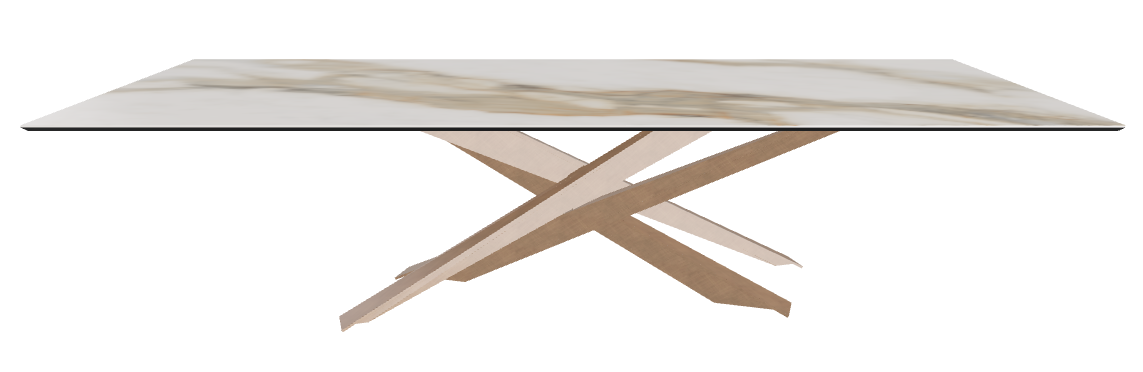 300x120x74.5h Rectangle Shaped_Glossy Borghini Calacatta_Brushed Bronze