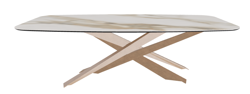 240x120x74.5h Barrel Shaped_Glossy Borghini Calacatta_Brushed Bronze